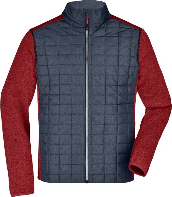 Daiber Men's Knitted Hybrid Jacket – Red Melange / Anthracite Melange