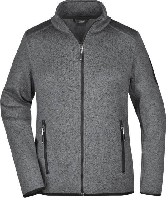 Daiber Ladies' Knitted Fleece Jacket – Dark Grey Melange / Silver (Solid)