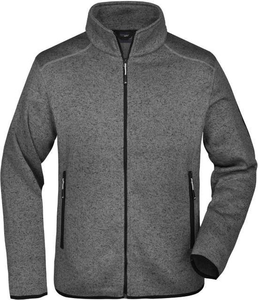 Daiber Men's Knitted Fleece Jacket – Dark Grey Melange / Silver (Solid)