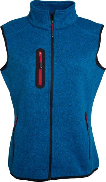 Daiber Ladies' Knitted Fleece Vest – Royal Melange / Red