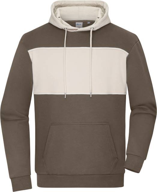 Daiber Unisex Sweat-Hoody Colour-Block – Muddy Brown / Sandstone