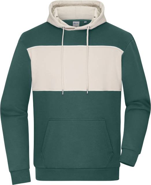Daiber Unisex Sweat-Hoody Colour-Block – Smoky Green / Sandstone