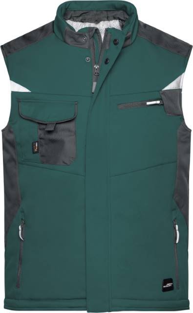 Daiber Craftsmen Softshell Vest -STRONG- – Dark Green / Black
