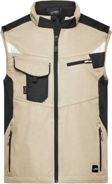 Daiber Workwear Softshell Vest -STRONG- – Stone / Black