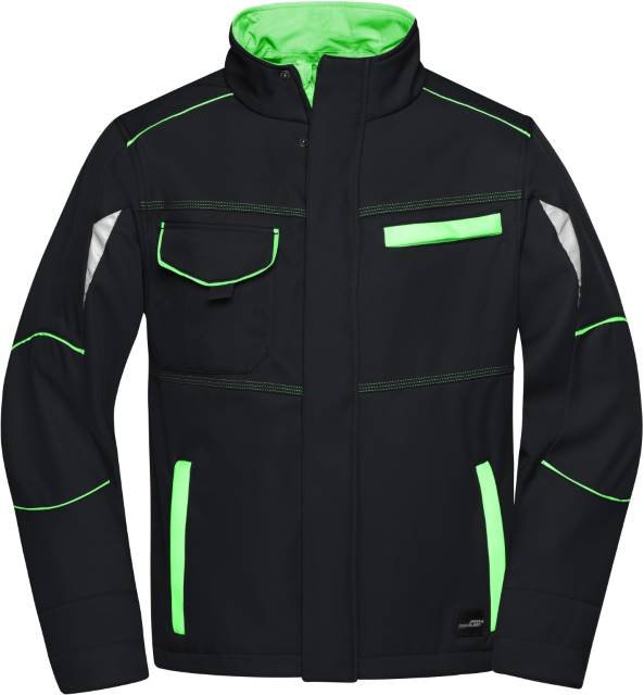 Daiber Workwear Softshell Jacket - COLOR - – Black / Lime Green