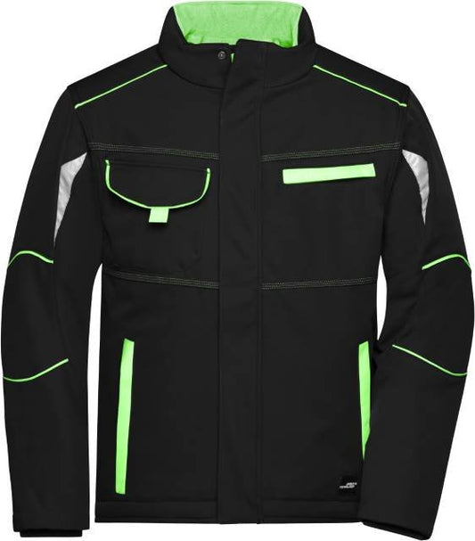 Daiber Workwear Softshell Padded Jacket - COLOR - – Black / Lime Green