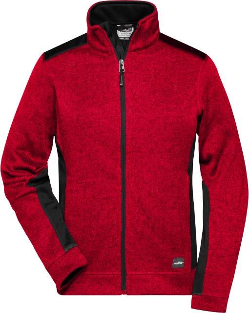 Daiber Ladies' Knitted Workwear Fleece Jacket -STRONG- – Red Melange / Black