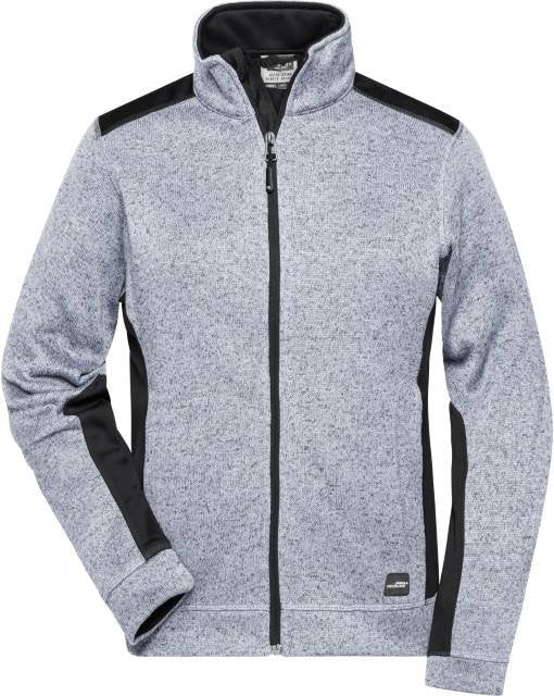 Daiber Ladies' Knitted Workwear Fleece Jacket -STRONG- – White Melange / Carbon