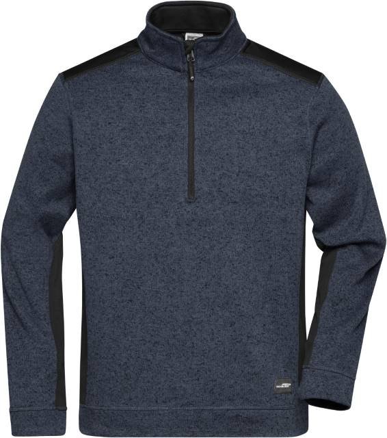 Daiber Men's Knitted Workwear Fleece Half-Zip - STRONG - – Carbon Melange / Black