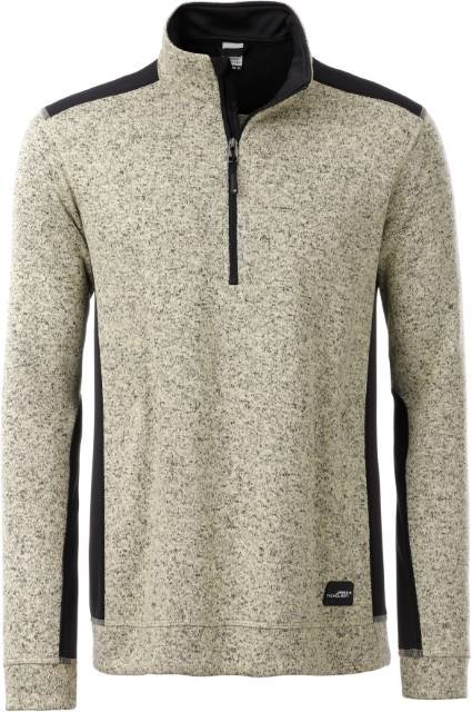 Daiber Men's Knitted Workwear Fleece Half-Zip - STRONG - – Stone Melange / Black