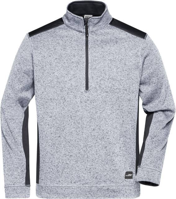 Daiber Men's Knitted Workwear Fleece Half-Zip - STRONG - – White Melange / Carbon