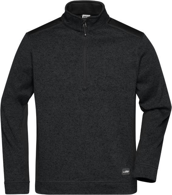 Daiber Men's Knitted Workwear Fleece Half-Zip - STRONG - – Black / Black