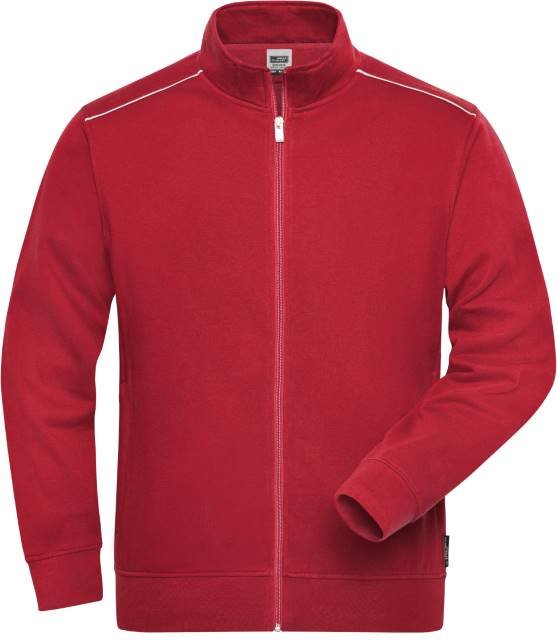 Daiber Men's Workwear Sweat-Jacket - SOLID - – Red