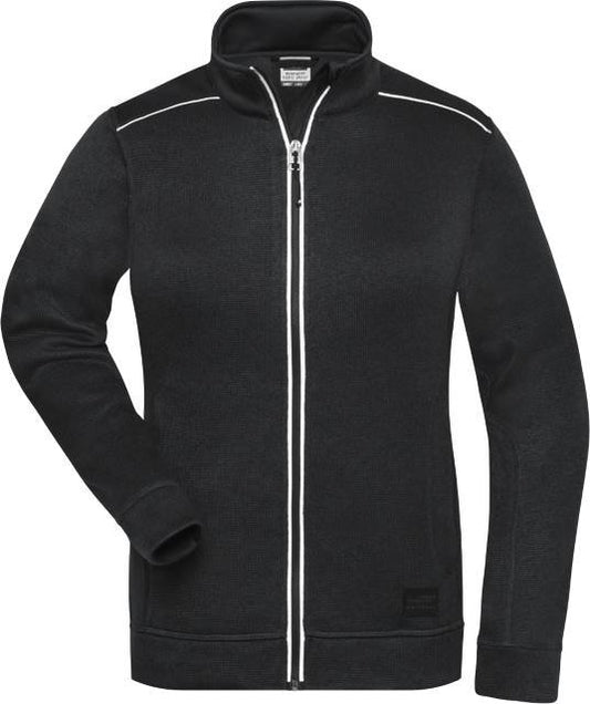 Daiber Ladies' Knitted Workwear Fleece Jacket - SOLID - – Black / Black