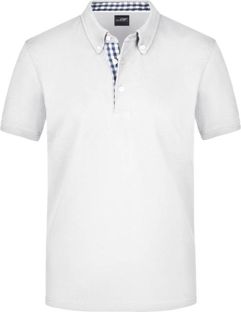 Daiber Men's Plain Polo – White / Navy