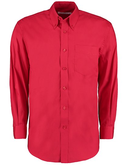 Kustom Kit Men's Classic Fit Premium Oxford Shirt Long Sleeve – Red