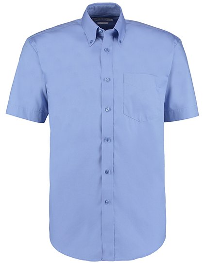 Kustom Kit Men's Classic Fit Premium Oxford Shirt Short Sleeve – Mid Blue