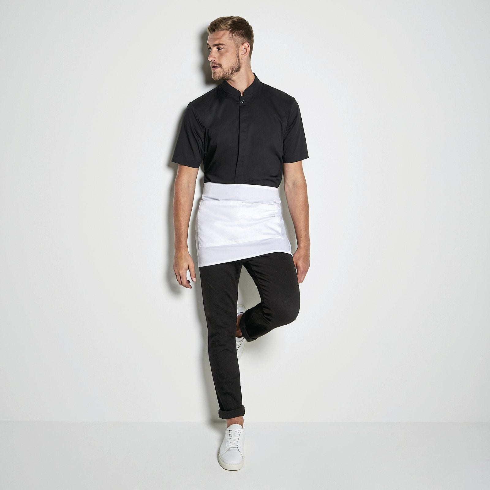 Kustom Kit Men's Tailored Fit Mandarin Collar Shirt Short Sleeve