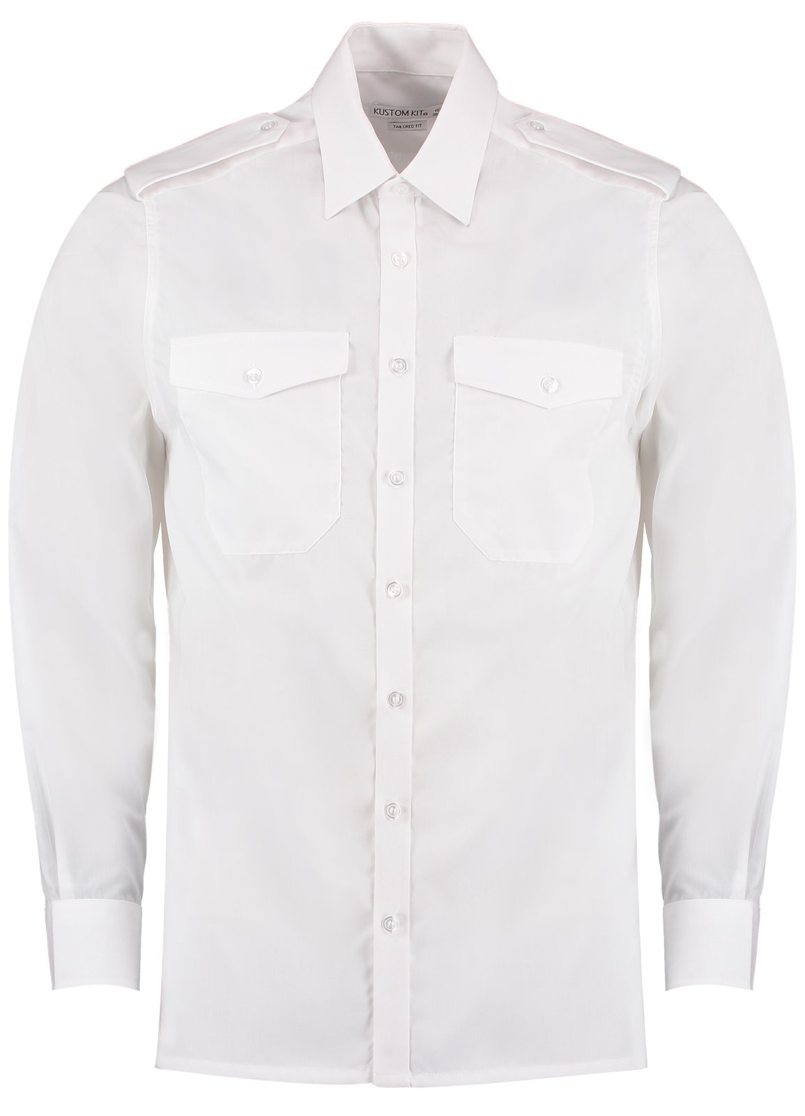 Kustom Kit Men's Tailored Fit Pilot Shirt Long Sleeve