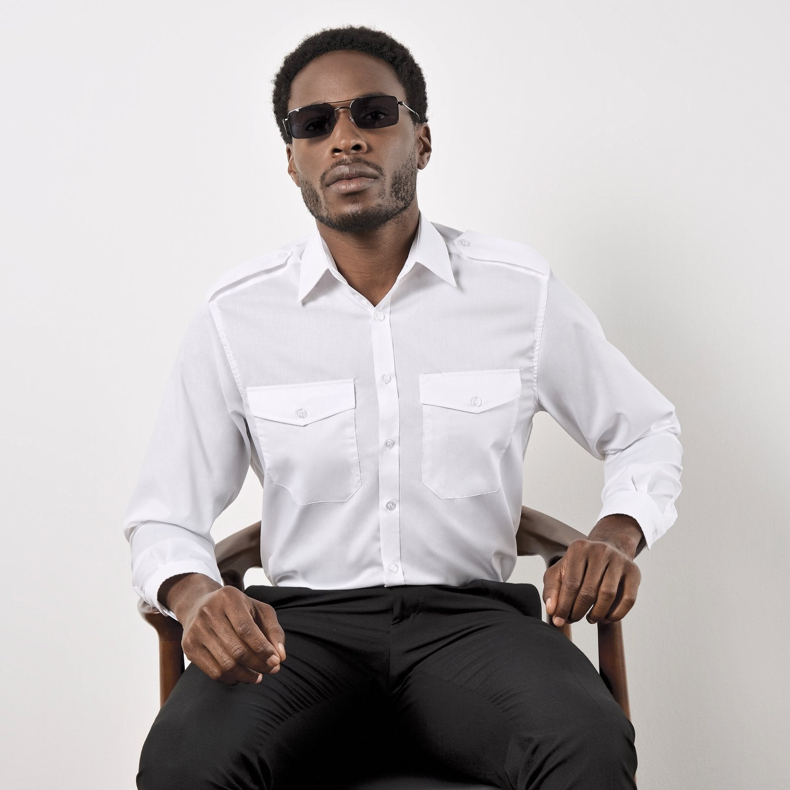 Kustom Kit Men's Tailored Fit Pilot Shirt Long Sleeve