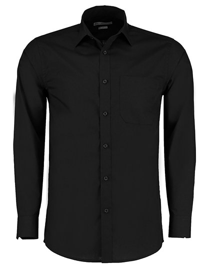 Kustom Kit Men's Tailored Fit Poplin Shirt Long Sleeve – Black