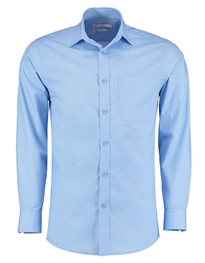 Kustom Kit Men's Tailored Fit Poplin Shirt Long Sleeve – Light Blue
