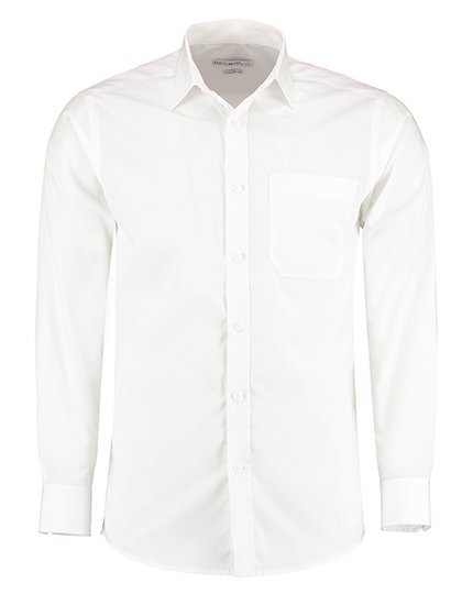 Kustom Kit Men's Tailored Fit Poplin Shirt Long Sleeve – White