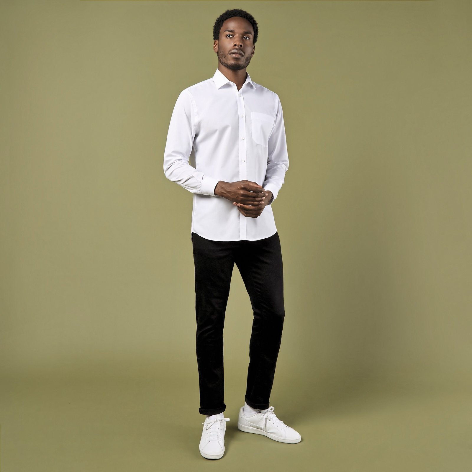 Kustom Kit Men's Tailored Fit Poplin Shirt Long Sleeve