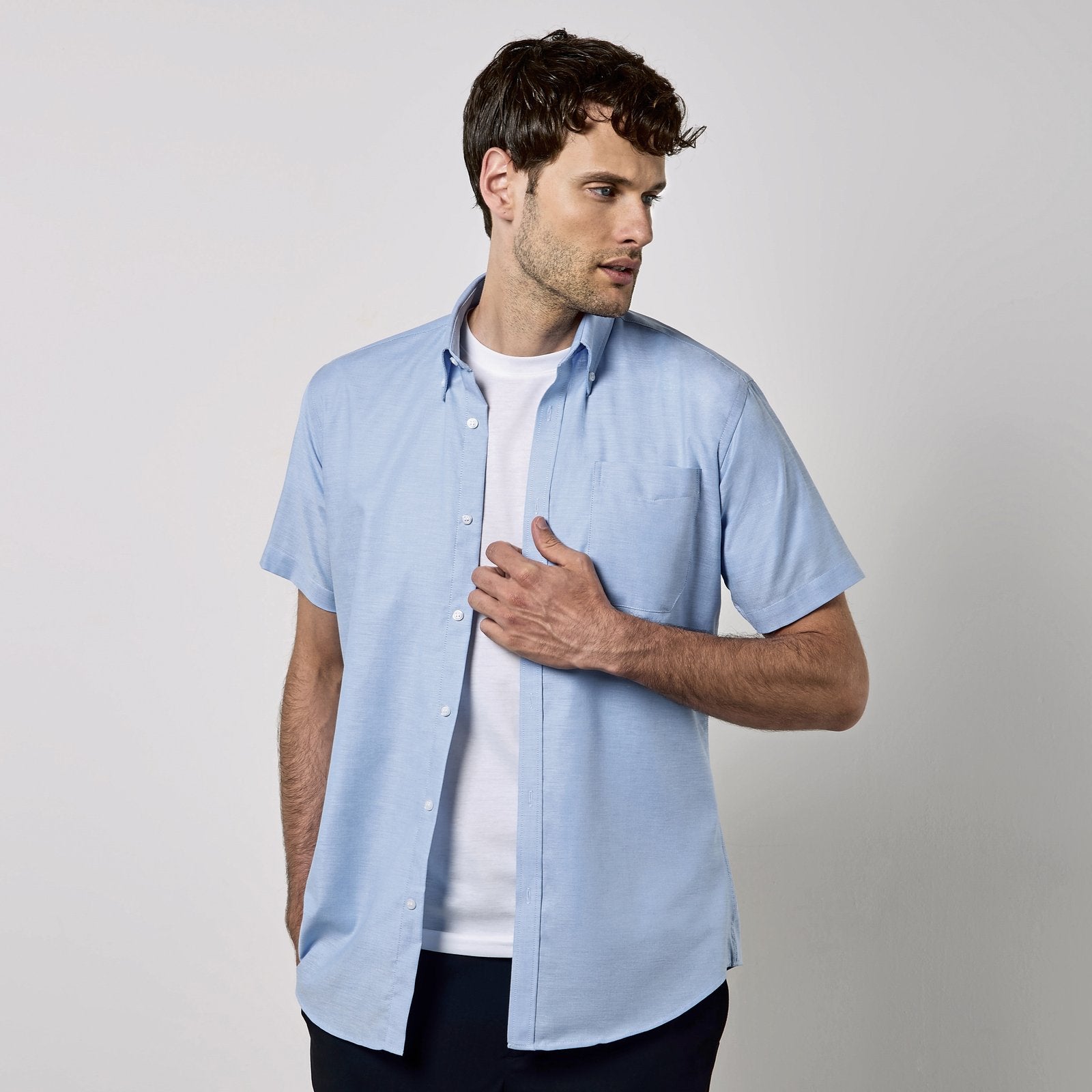 Kustom Kit Men's Slim Fit Workwear Oxford Shirt Short Sleeve