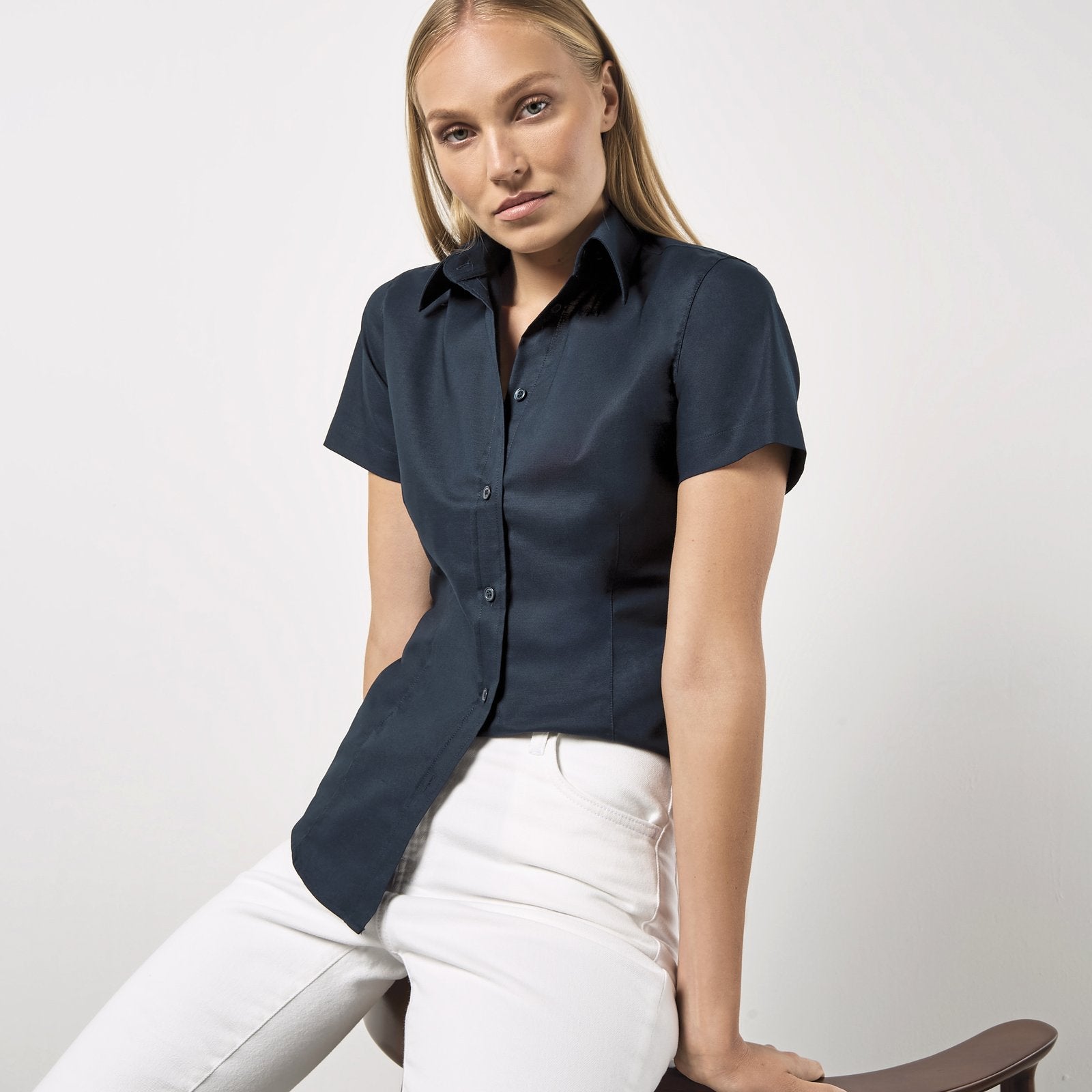 Kustom Kit Women's Tailored Fit Workwear Oxford Shirt Short Sleeve