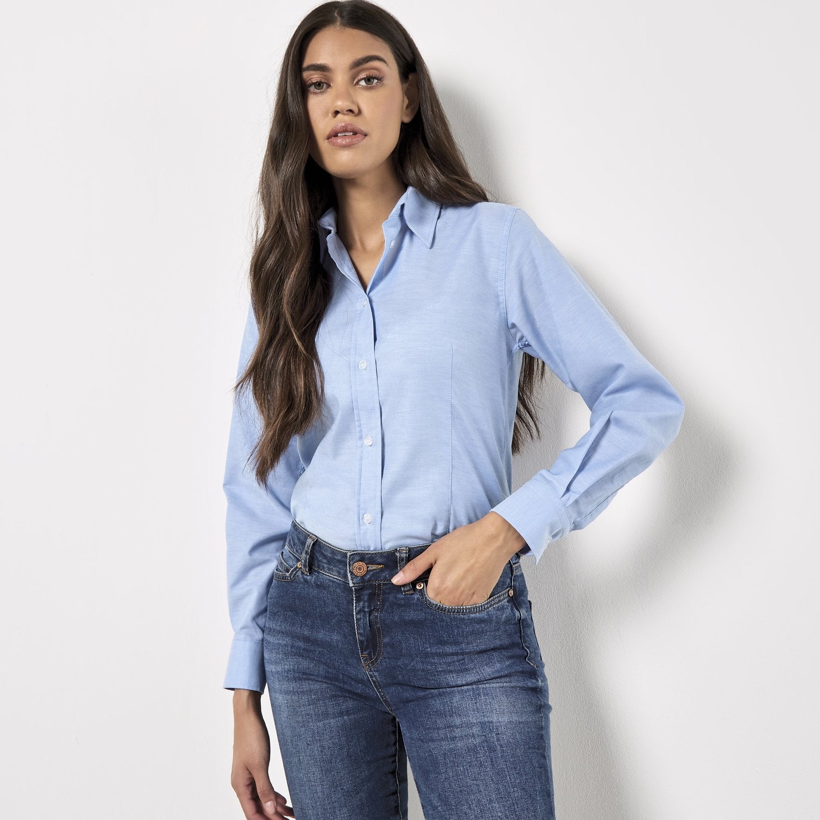 Kustom Kit Women's Tailored Fit Workwear Oxford Shirt Long Sleeve