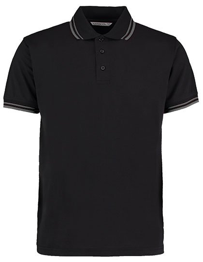 Kustom Kit Classic Fit Superwash® 60º Tipped Collar Polo – Black / Charcoal