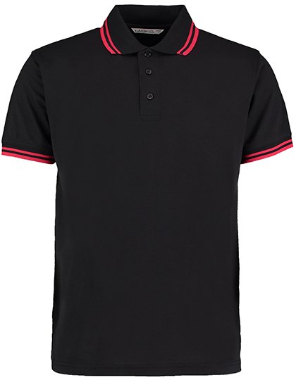 Kustom Kit Classic Fit Superwash® 60º Tipped Collar Polo – Black / Red