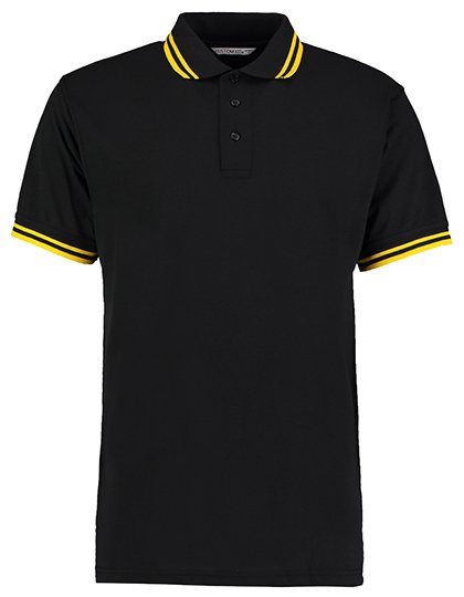 Kustom Kit Classic Fit Superwash® 60º Tipped Collar Polo – Black / Yellow