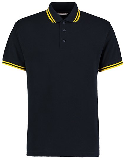 Kustom Kit Classic Fit Superwash® 60º Tipped Collar Polo – Navy / Yellow