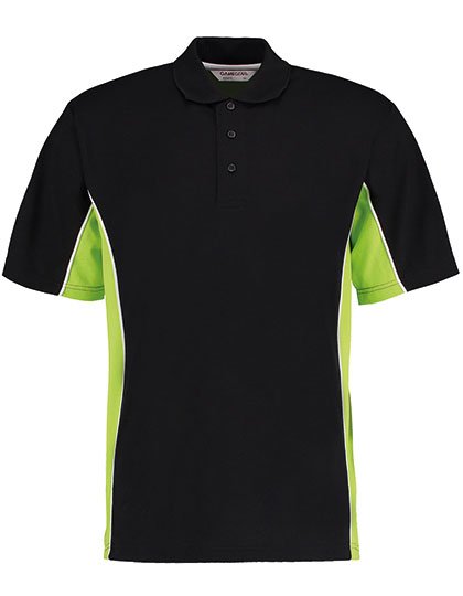 Kustom Kit Classic Fit Track Polo – Black / Lime
