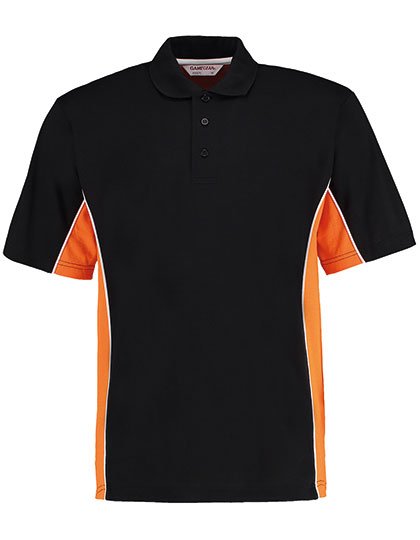 Kustom Kit Classic Fit Track Polo – Black / Orange