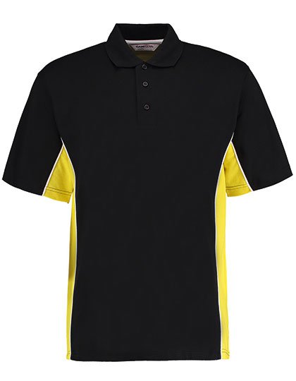 Kustom Kit Classic Fit Track Polo – Black / Yellow