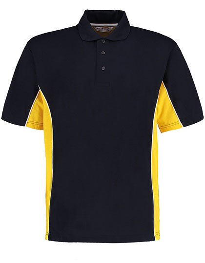 Kustom Kit Classic Fit Track Polo – Navy / Mid Yellow