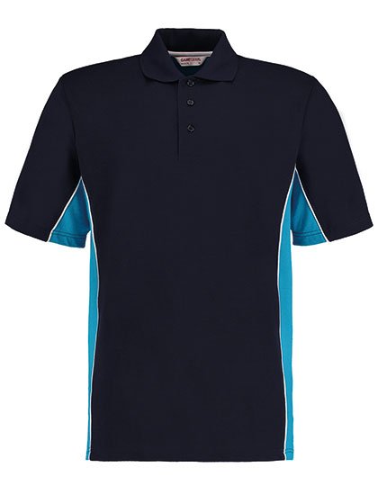 Kustom Kit Classic Fit Track Polo – Navy / Turquoise