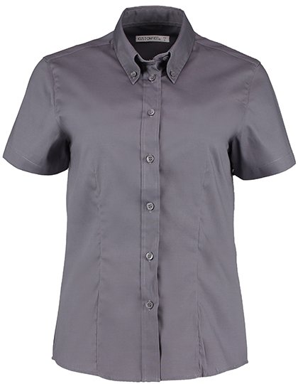 Kustom Kit Women's Tailored Fit Corporate Oxford Shirt Short Sleeve – Charcoal