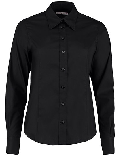 Kustom Kit Women's Tailored Fit Corporate Oxford Shirt Long Sleeve – Black