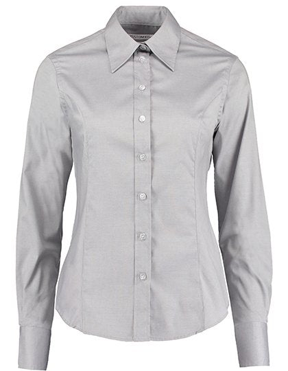 Kustom Kit Women's Tailored Fit Corporate Oxford Shirt Long Sleeve – Silver Grey (Solid)