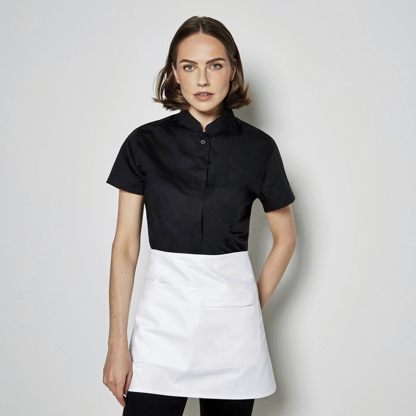 Kustom Kit Women's Tailored Fit Shirt Mandarin Collar Short Sleeve