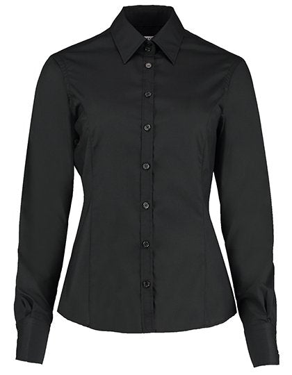Kustom Kit Women's Tailored Fit Business Shirt Long Sleeve – Black