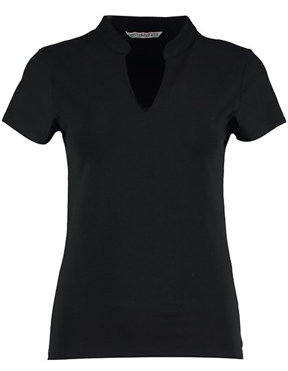 Kustom Kit Women`s Regular Fit Mandarin Collar Top – Black