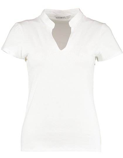 Kustom Kit Women`s Regular Fit Mandarin Collar Top – White