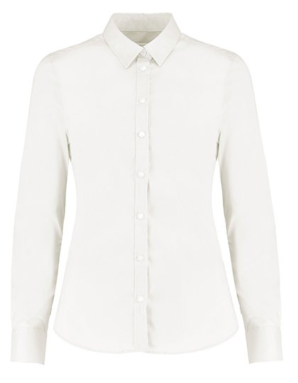 Kustom Kit Women's Tailored Fit Stretch Oxford Shirt Long Sleeve – White