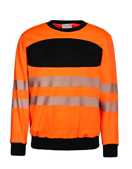 Korntex EOS Hi-Vis Workwear Sweatshirt With Printing Area – Signal Orange / Black