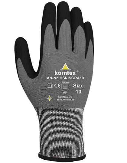 Korntex Elastic Nitrile Foam Gloves Izmir – Black / Grey